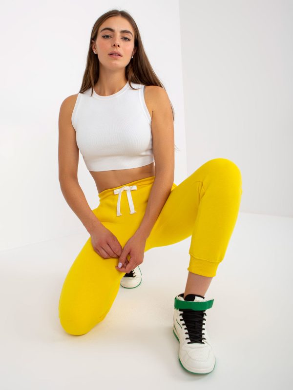 Wholesale Yellow smooth jogger sweatpants with pockets