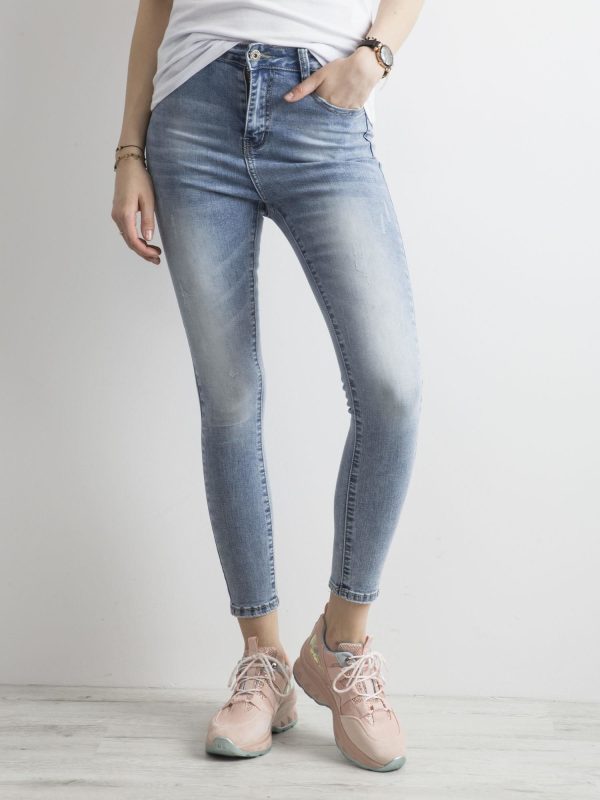 Wholesale Blue jeans with wash effect