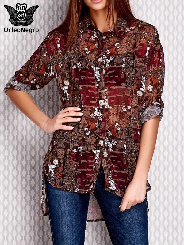 Wholesale Khaki mist blouse with patterns