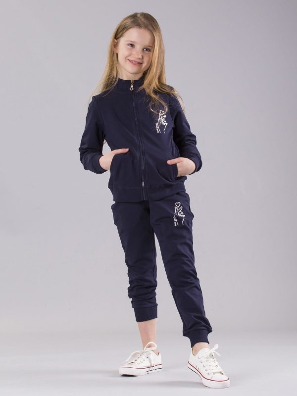 Wholesale Navy blue girl set with pockets