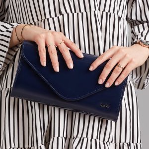 Wholesale Navy blue large lacquered clutch bag