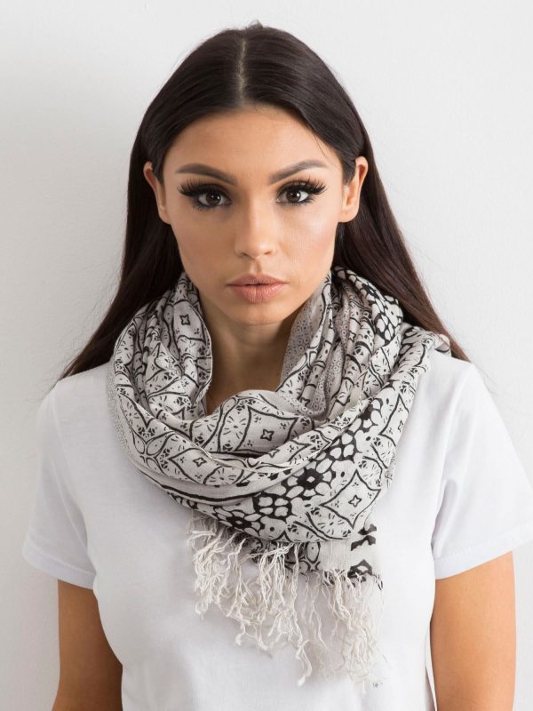 Wholesale Grey and black cotton scarf with patterns