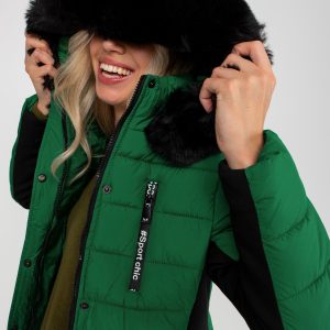 Wholesale Dark Green Quilted Transition Jacket with Pockets