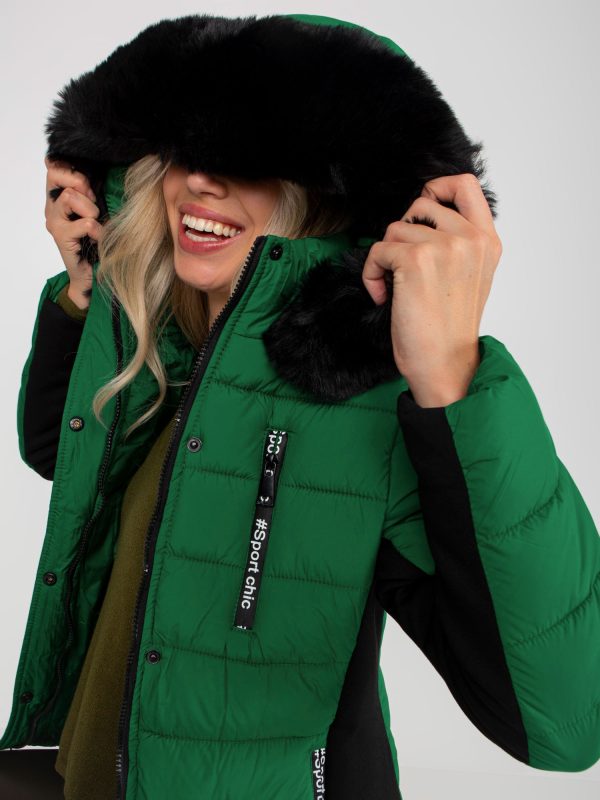 Wholesale Dark Green Quilted Transition Jacket with Pockets