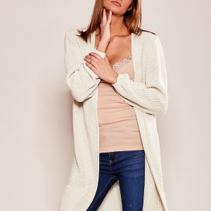 Wholesale Beige long knitted cardigan