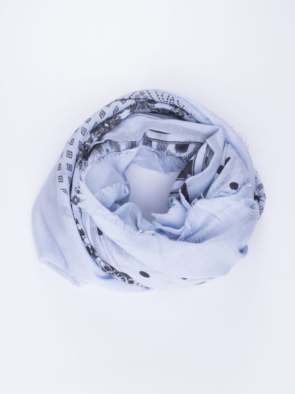 Wholesale Blue headscarf in Aztec pattern and flowers