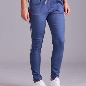 Wholesale Blue trousers with straps and stripes