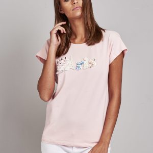 Wholesale Pale pink T-shirt with jewelry inscription PARIS