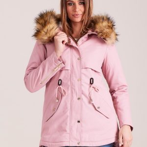 Wholesale Pink padded parka jacket with hood