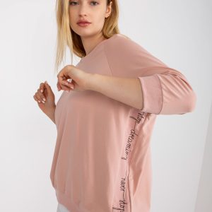 Wholesale Dirty pink plus size blouse with round neckline