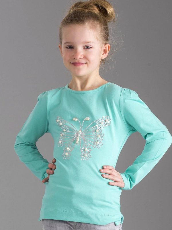 Wholesale Mint girl blouse with pearls