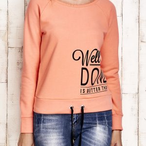 Wholesale Women's sweatshirt with the inscription WELL DONE coral