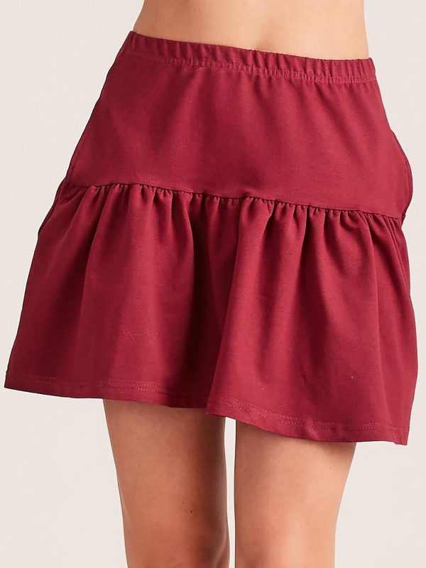 Wholesale Burgundy sweatshirt skirt with flounce