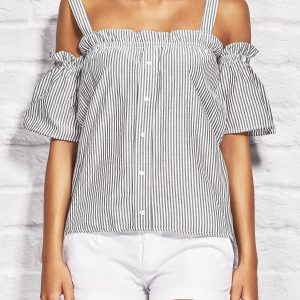 Wholesale Gray striped blouse