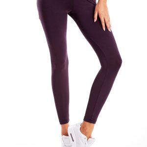 Wholesale Long Dark Purple Medium Thickness Fitness Leggings