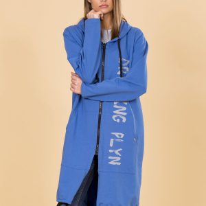 Wholesale Blue Long Hoodie