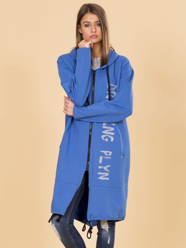 Wholesale Blue Long Hoodie