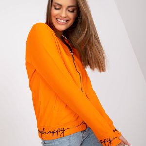 Wholesale Orange Women's Hoodless Zipper Sweatshirt