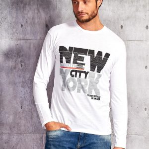 Wholesale Men's blouse with the inscription NEW YORK CITY white