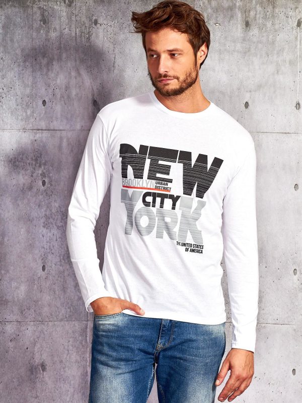 Wholesale Men's blouse with the inscription NEW YORK CITY white