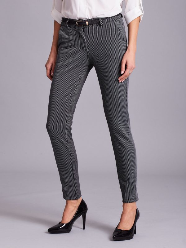 Wholesale Grey Elegant Striped Pants