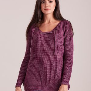 Wholesale Purple sweater with lacing