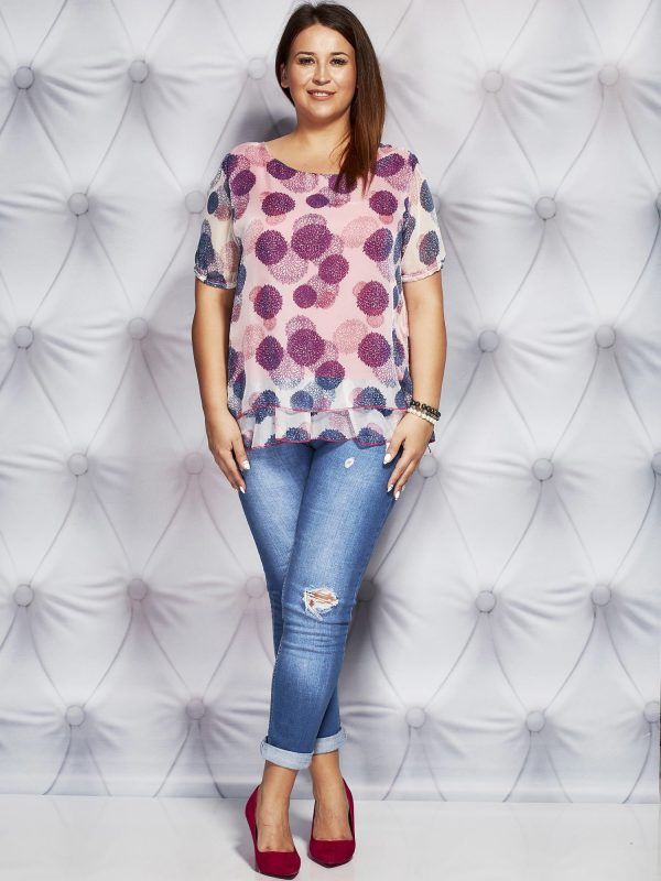 Wholesale Dark pink mist blouse in colorful patterns PLUS SIZE