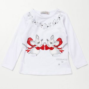 Wholesale White blouse for girl with applique