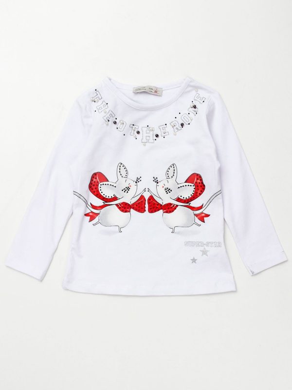 Wholesale White blouse for girl with applique