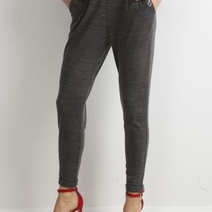 Wholesale Gray knitted trousers with belt