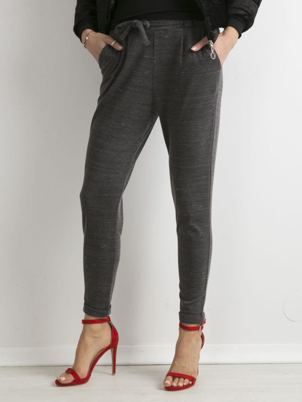 Wholesale Gray knitted trousers with belt