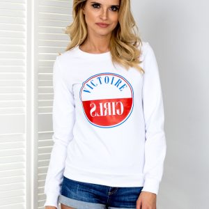 Wholesale Women's sweatshirt VICTOIRE GIRLS white