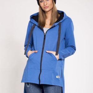 Wholesale Sweatshirt asymmetrical hoodie blue