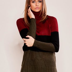 Wholesale Burgundy black turtleneck sweater