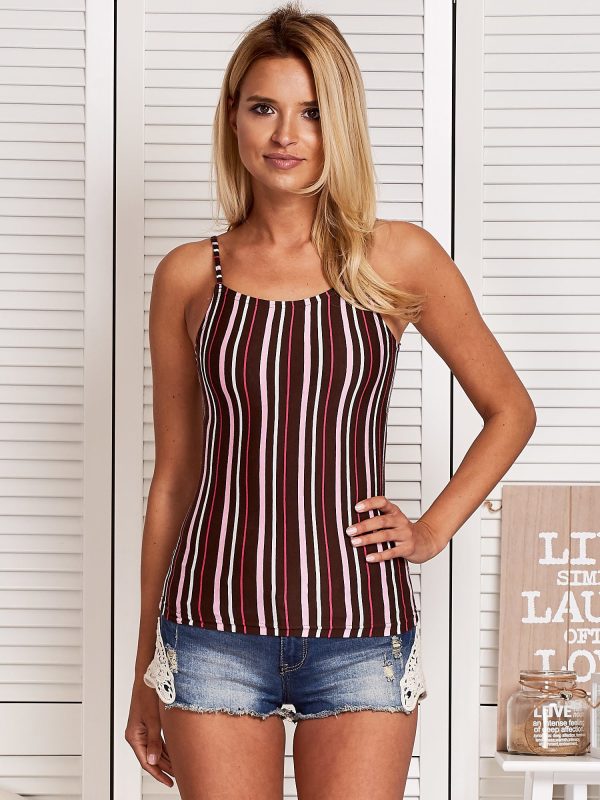 Wholesale Brown top with vertical stripes