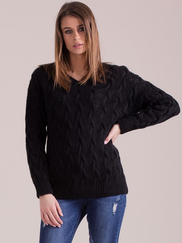 Wholesale Black braided sweater