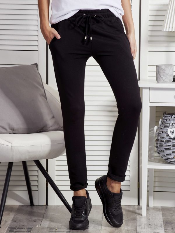 Wholesale Black women's sweatpants with pockets