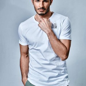 Wholesale White T-shirt for men with embroidery