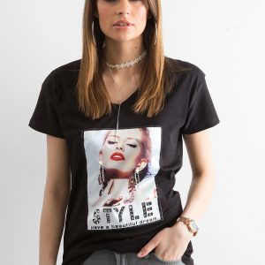 Wholesale Women's T-Shirt in Cotton Black