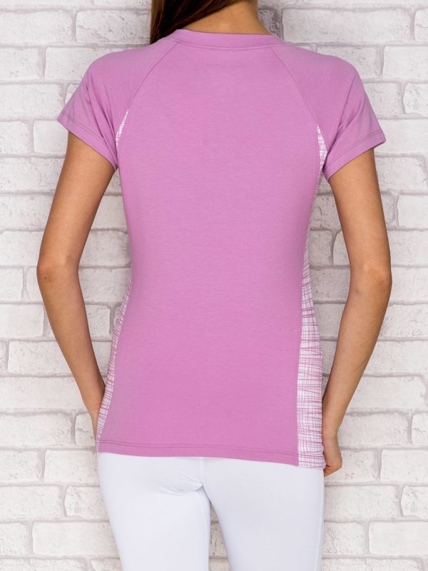 Wholesale Light purple sports t-shirt with graphic inserts