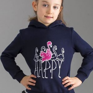 Wholesale Navy blue girl's sweatshirt with fur hoodie