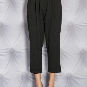 Wholesale Graphite wide fabric pants with delicate stripe