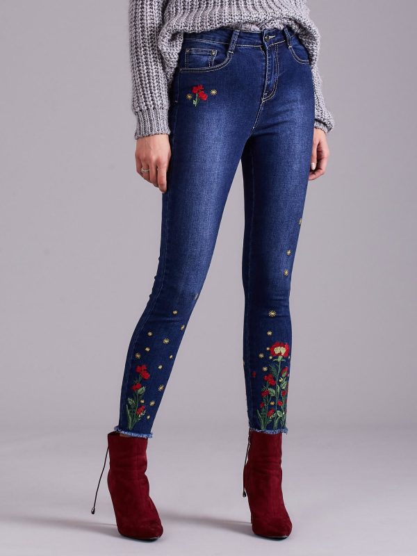 Wholesale Blue jeans with embroidery