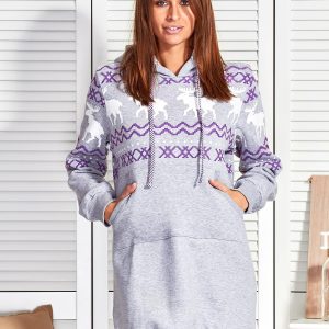 Wholesale Grey sweatshirt with Norwegian patterns