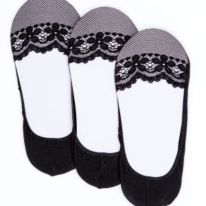 Wholesale Black foot socks with lace 3-pack