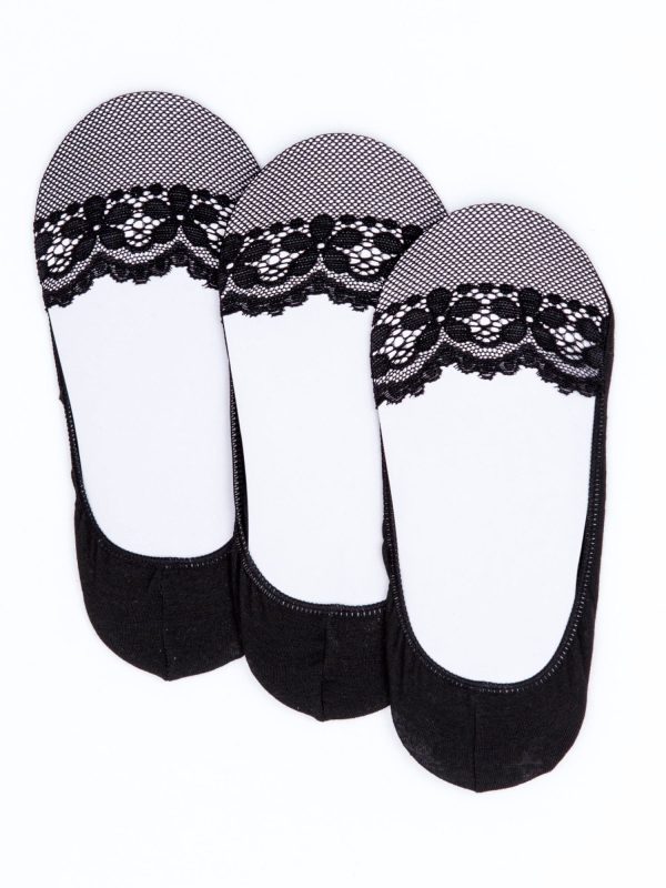 Wholesale Black foot socks with lace 3-pack