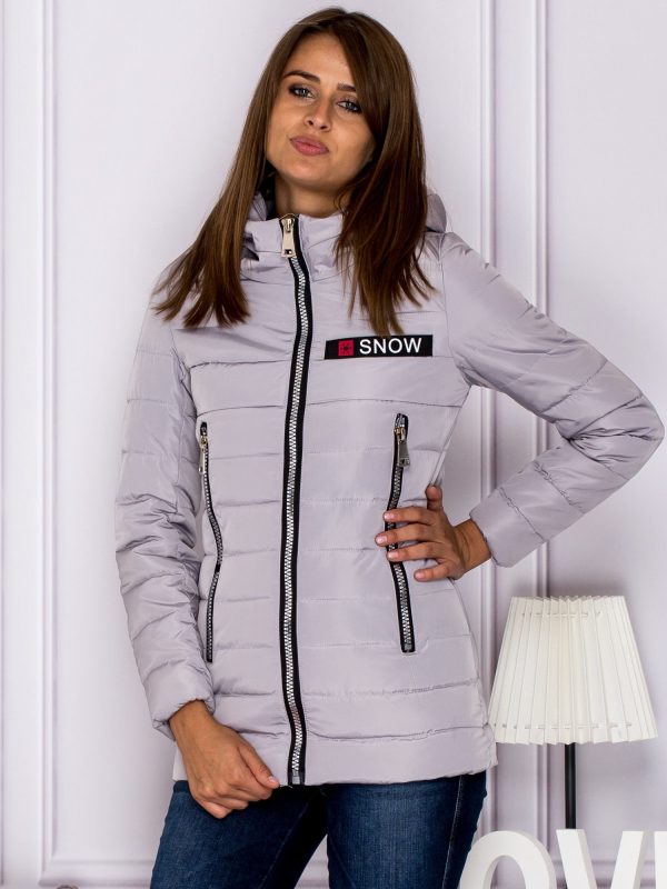 Wholesale Grey Transition Jacket with Shiny Zippers