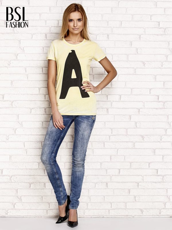 Wholesale Yellow T-shirt with letter A