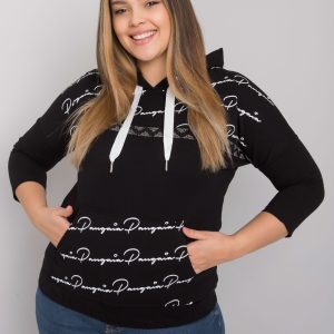 Wholesale Black plus size sweatshirt with Madison subtitles