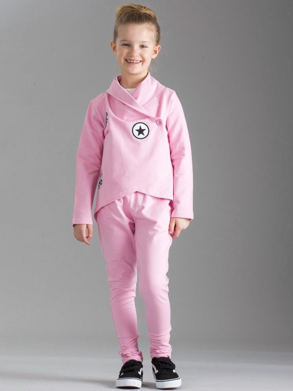 Wholesale Light pink girl set with stripes